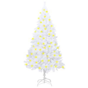 Artificial Christmas Tree with LEDs&Thick Branches – 180×95 cm, White