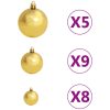 Artificial Christmas Tree with LEDs&Ball Set Branches – 150×70 cm, Green and Gold
