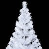 Artificial Christmas Tree with LEDs&Ball Set Branches – 210×105 cm, White and Gold