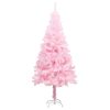 Artificial Christmas Tree with LEDs&Ball Set PVC – 150×75 cm, Pink and Gold