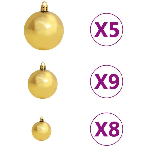 Artificial Christmas Tree with LEDs&Ball Set PVC – 150×75 cm, Pink and Gold