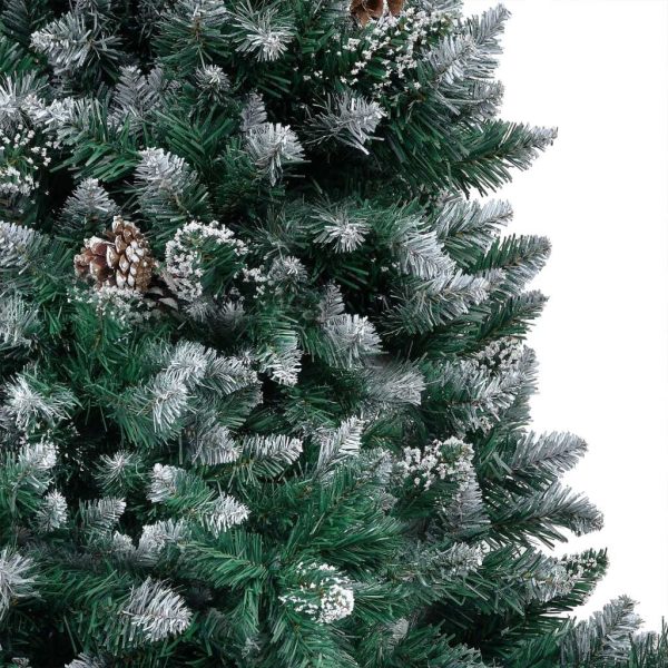 Artificial Christmas Tree with LEDs&Ball Set&Pinecones – 210×120 cm, Gold