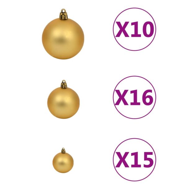 Artificial Christmas Tree with LEDs&Ball Set White – 210×105 cm, Gold