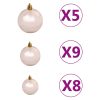 Artificial Christmas Tree with LEDs&Ball Set Branches – 150×70 cm, Green and Rose