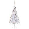 Artificial Christmas Tree with LEDs&Ball Set Branches – 180×90 cm, White and Rose