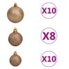 Artificial Christmas Tree with LEDs&Ball Set Branches – 210×105 cm, White and Rose