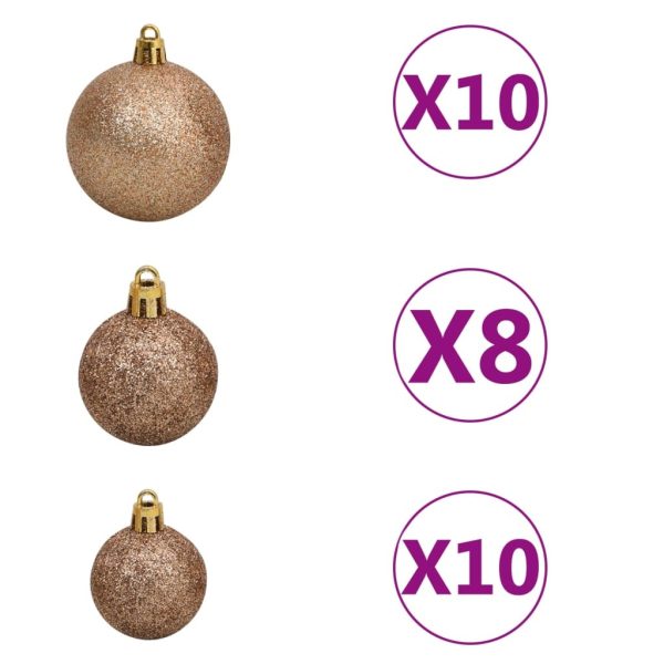 Artificial Christmas Tree with LEDs&Ball Set PVC – 210×120 cm, Gold and Rose