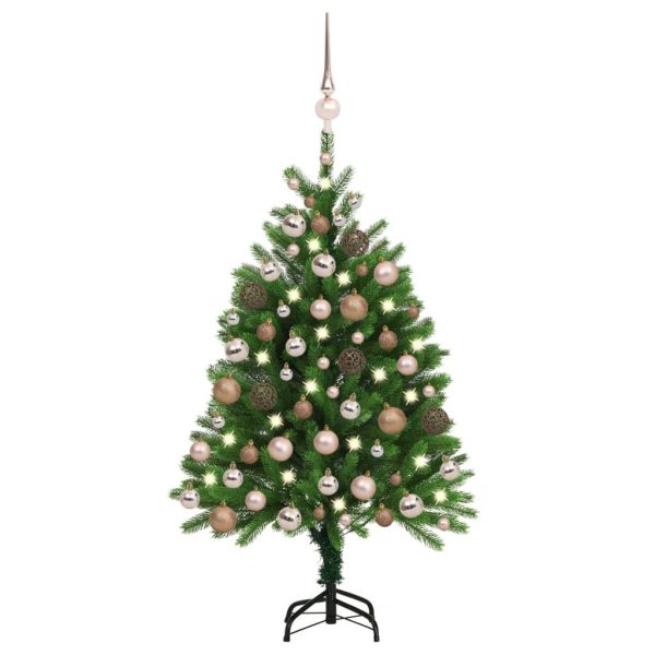 Artificial Christmas Tree with LEDs&Ball Set Green – 120×75 cm, Rose