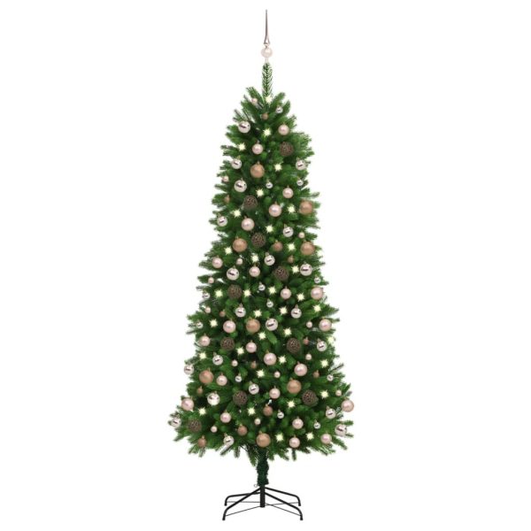 Artificial Christmas Tree with LEDs&Ball Set Green – 240×100 cm, Rose