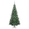 Artificial Christmas Tree with LEDs&Ball Set Branches – 240×120 cm, Green and Grey