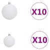 Artificial Christmas Tree with LEDs&Ball Set Branches – 210×105 cm, White and Grey