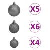 Artificial Christmas Tree with LEDs&Ball Set PVC – 120×65 cm, Red and Grey