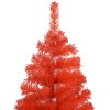 Artificial Christmas Tree with LEDs&Ball Set PVC – 180×93 cm, Red and Grey