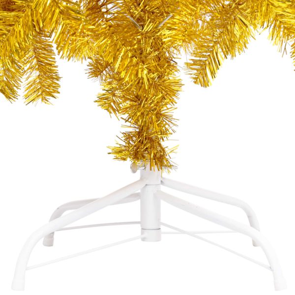 Artificial Christmas Tree with LEDs&Ball Set PVC – 210×120 cm, Gold and Grey