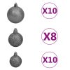 Artificial Christmas Tree with LEDs&Ball Set PVC – 210×120 cm, Gold and Grey