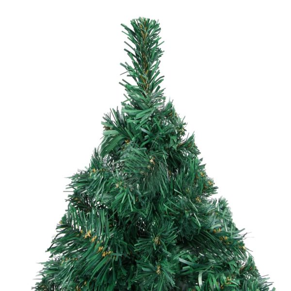 Artificial Christmas Tree with LEDs&Ball Set PVC – 210×110 cm, Green and Grey