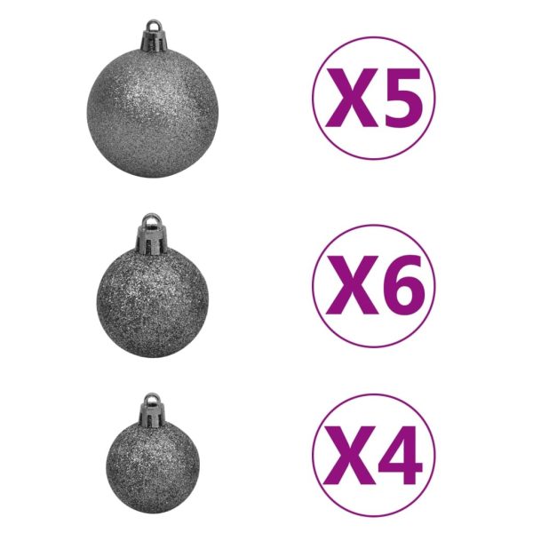 Artificial Christmas Tree with LEDs&Ball Set PVC – 150×80 cm, White and Grey