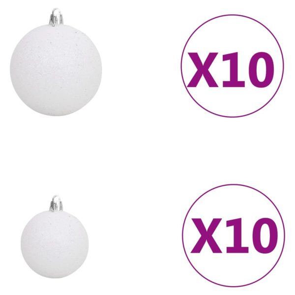 Artificial Christmas Tree with LEDs&Ball Set PVC – 210×110 cm, White and Grey