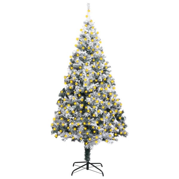 Artificial Christmas Tree with LEDs&Flocked Snow Green PVC