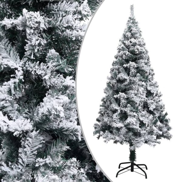 Artificial Christmas Tree with LEDs&Flocked Snow Green – 180×115 cm