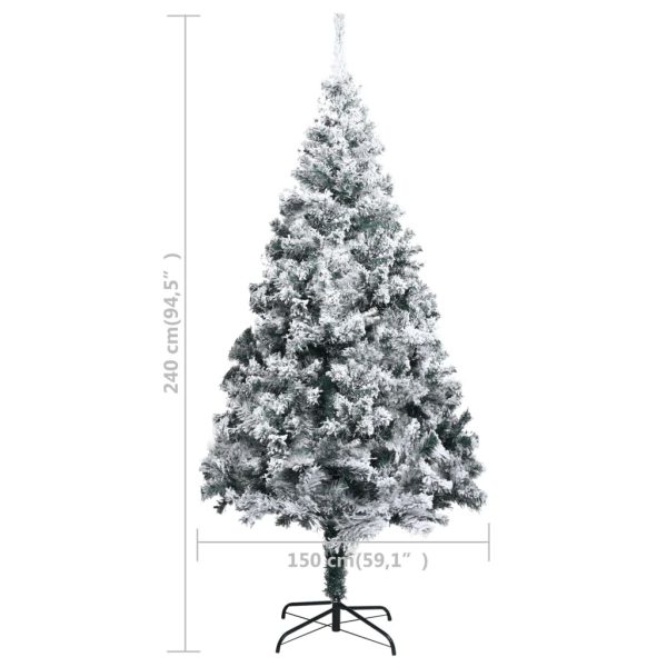 Artificial Christmas Tree with LEDs&Flocked Snow Green – 240×150 cm