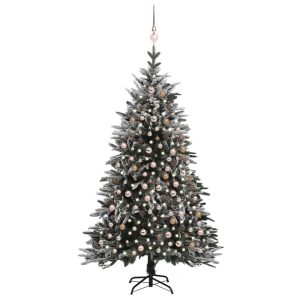 Artificial Christmas Tree LEDs&Ball Set PVC&PE – 210×130 cm, White and Rose