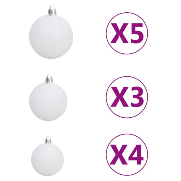 Corner Artificial Christmas Tree LEDs&Ball Set PVC – 180×65 cm, White and Grey