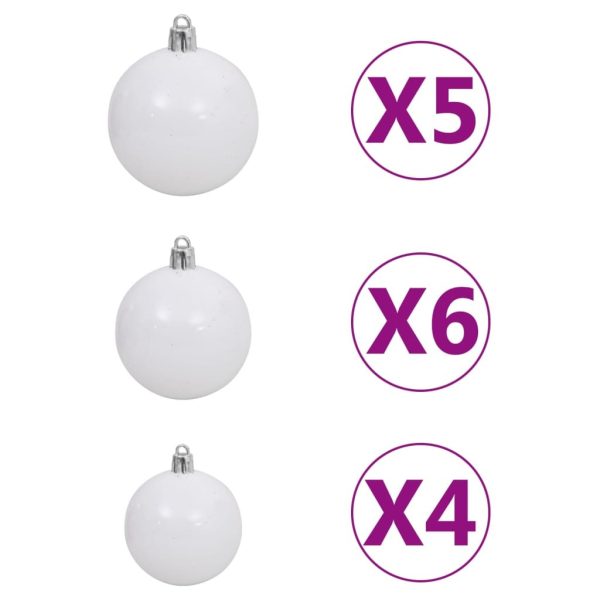 Corner Artificial Christmas Tree LEDs&Ball Set PVC – 210×75 cm, White and Grey