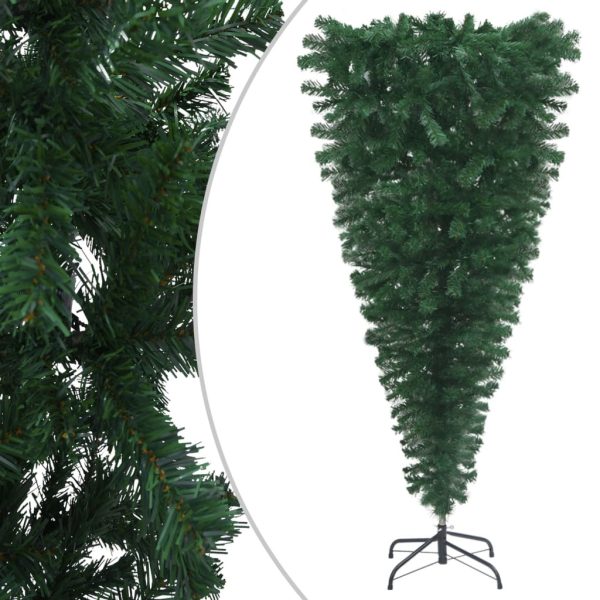 Upside-down Artificial Christmas Tree with LEDs Green – 210×110 cm