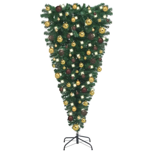 Upside-down Artificial Christmas Tree with LEDs&Ball Set – 150×80 cm, Gold