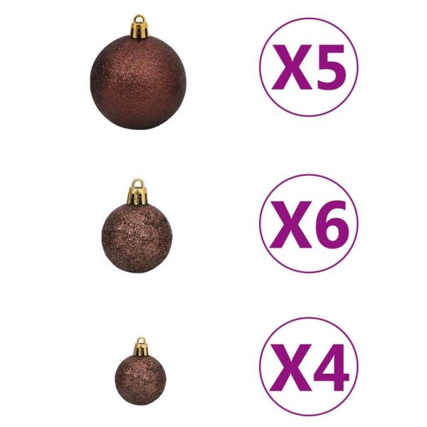 Upside-down Artificial Christmas Tree with LEDs&Ball Set – 180×90 cm, Gold