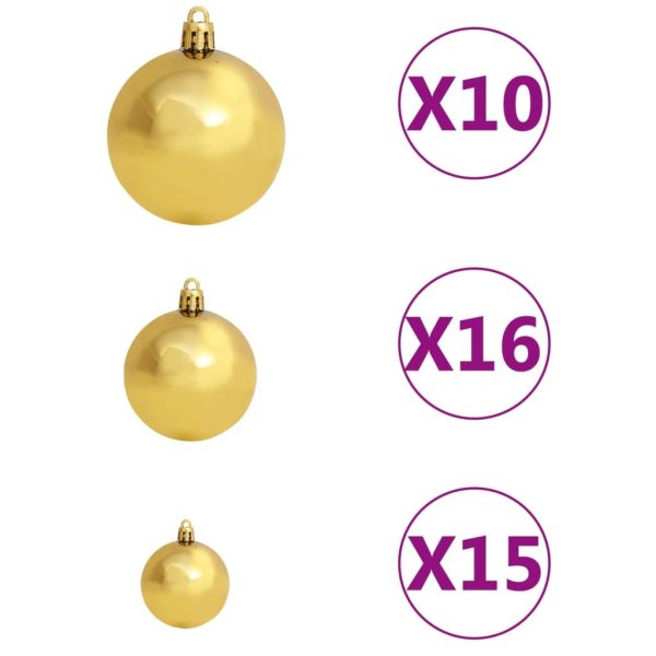 Upside-down Artificial Christmas Tree with LEDs&Ball Set – 240×120 cm, Gold