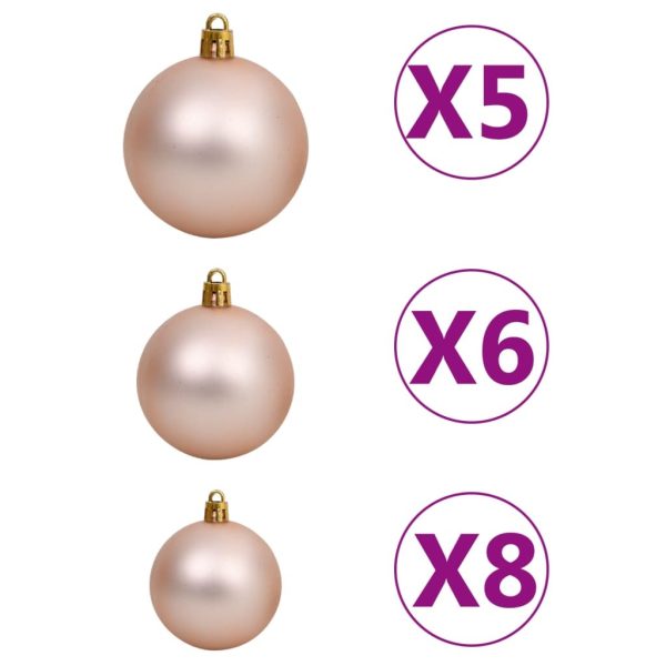 Slim Christmas Tree with LEDs&Ball Set – 180×48 cm, Silver and Rose