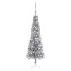 Slim Christmas Tree with LEDs&Ball Set – 210×55 cm, Silver and Rose