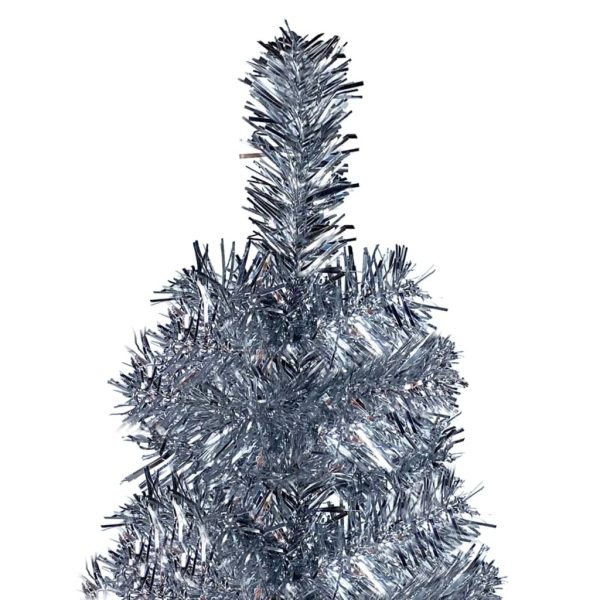 Slim Christmas Tree with LEDs&Ball Set – 210×55 cm, Silver and Rose