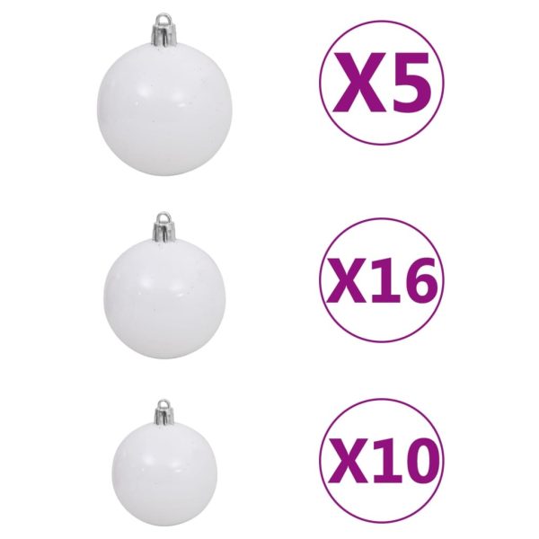 Upside-down Artificial Christmas Tree with LEDs&Ball Set – 210×110 cm, White