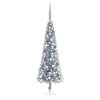 Slim Christmas Tree with LEDs&Ball Set – 180×48 cm, Silver and Grey