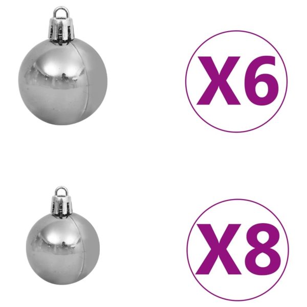 Slim Christmas Tree with LEDs&Ball Set – 210×55 cm, Silver and Grey