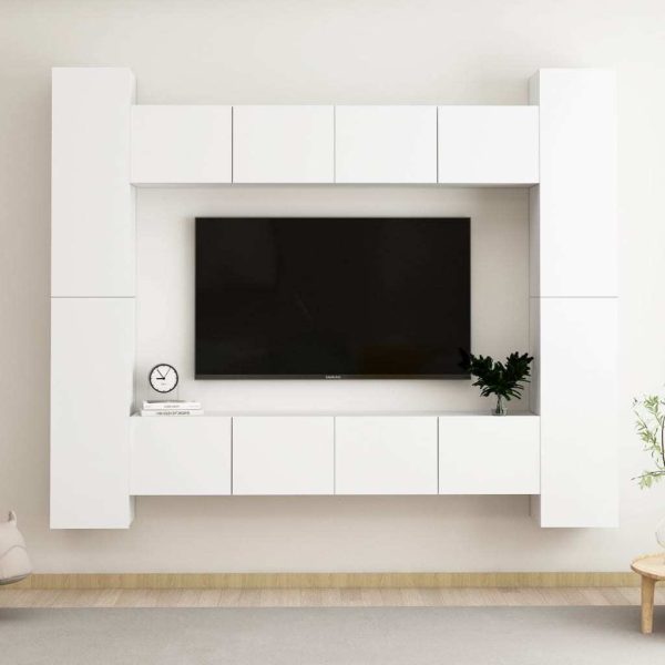 Caledonia 8 Piece TV Cabinet Set Engineered Wood – 80x30x30 cm, White