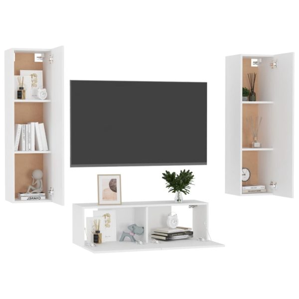 Fairhope 3 Piece TV Cabinet Set Engineered Wood – 100x30x30 cm, White