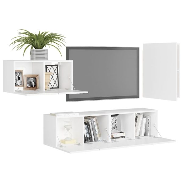 Culpeper 4 Piece TV Cabinet Set Engineered Wood – 30.5x30x60 cm, White