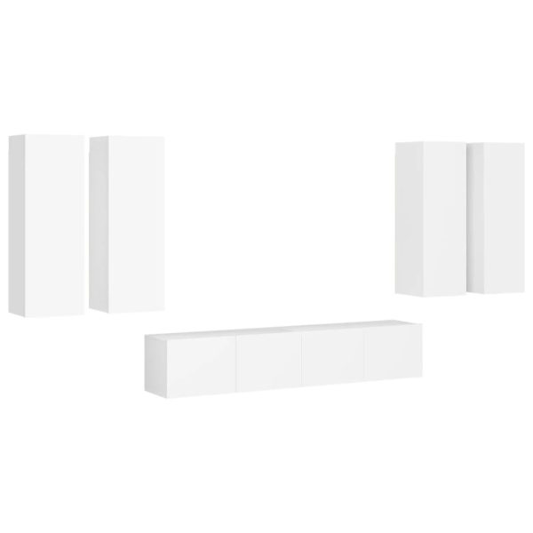 Pagnell 6 Piece TV Cabinet Set Engineered Wood – 30.5x30x90 cm, White