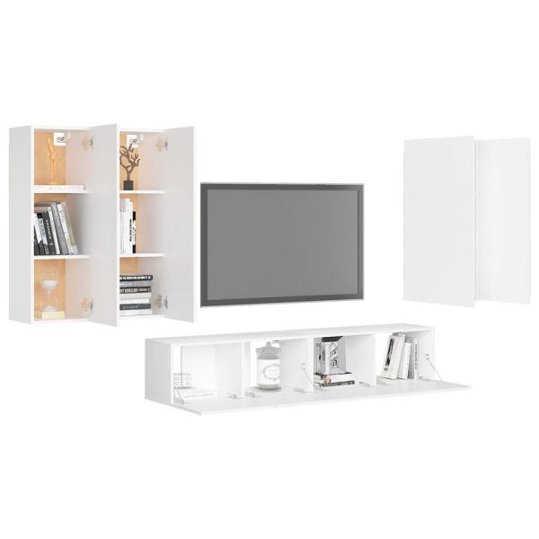Pagnell 6 Piece TV Cabinet Set Engineered Wood – 30.5x30x90 cm, White