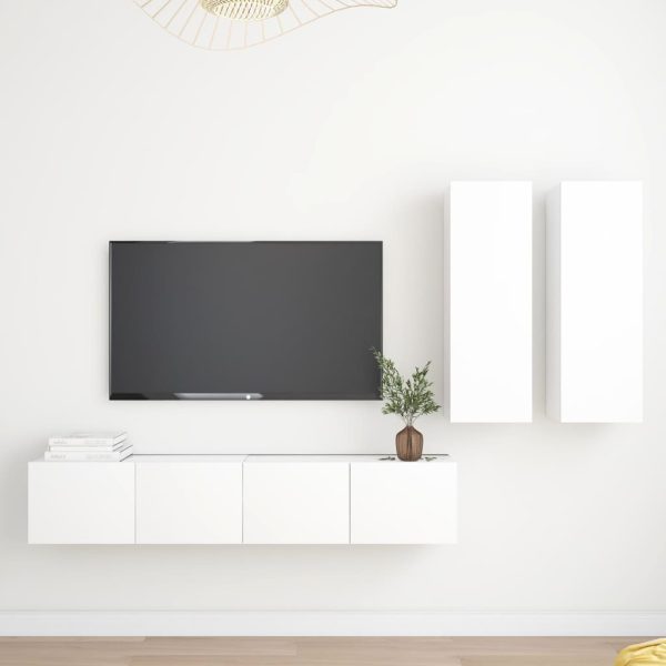Kingston 4 Piece TV Cabinet Set Engineered Wood – 80x30x30 cm, White