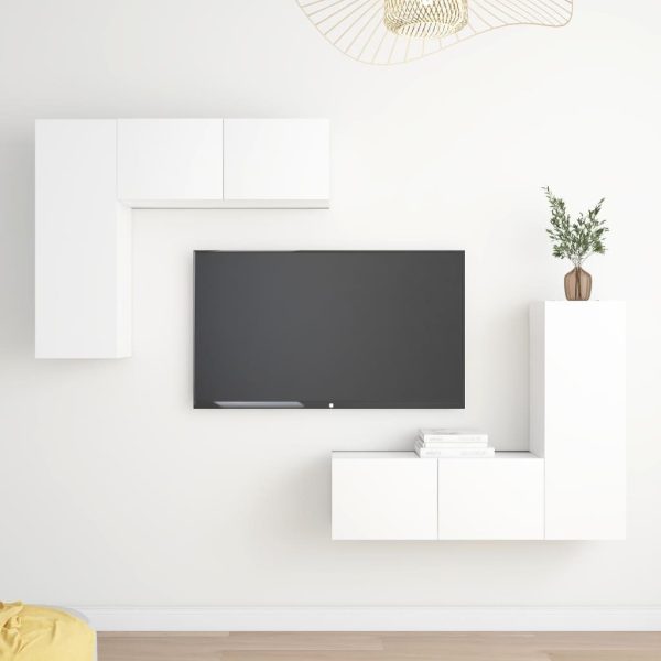 Stoneham 4 Piece TV Cabinet Set Engineered Wood – 80x30x30 cm, White