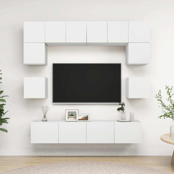 Wabash 8 Piece TV Cabinet Set Engineered Wood – 80x30x30 cm, White