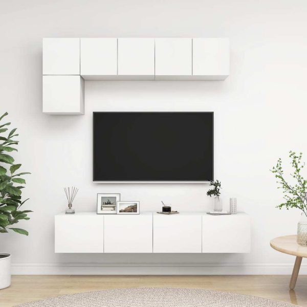 Ensley 5 Piece TV Cabinet Set Engineered Wood – 80x30x30 cm, White