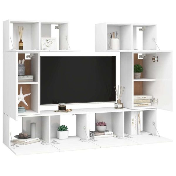 Galion 6 Piece TV Cabinet Set Engineered Wood – 30.5x30x60 cm, White