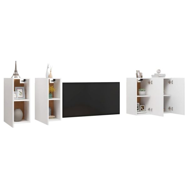 Oyster TV Cabinets 4 pcs Engineered Wood – 30.5x30x60 cm, White