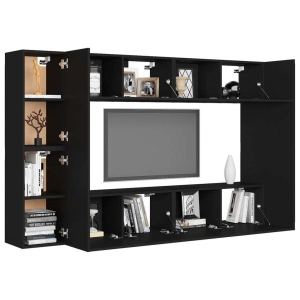 Oshkosh 8 Piece TV Cabinet Set Engineered Wood – 80x30x30 cm, Black